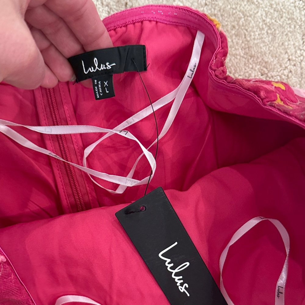 Lulu's Vibrant Pink Strapless Outfit - Picture 2 of 2